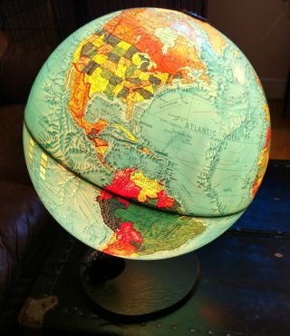 Vintage World Scan - Globe A/s Edition 1985 Gb Lucite Illuminated Vgc