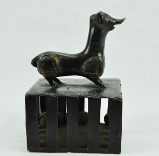 Antique Bronze Sculpture / Noiser Of Dog With Noising Balls In.  (bi Mk/0317.  Tmp)