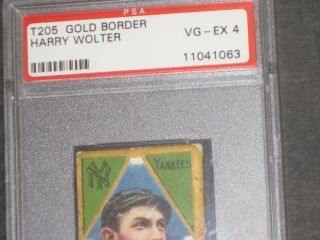 1911 T205 Gold Border HARRY WOLTER Polar Bear Baseball Card PSA 4 VG - EX Antique 2