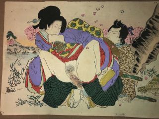 Japanese Woodblock Print Shunga Ukiyo - E Antique Edo - Meiji Period 12 Prints