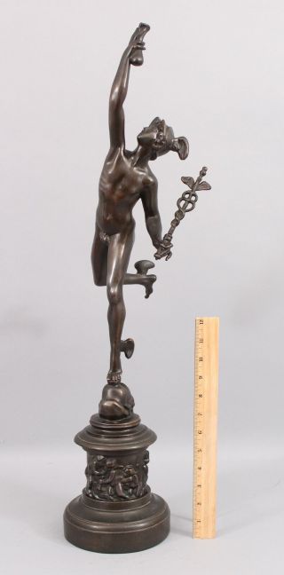 Antique Mercury Neoclassical Bronze Clad Sculpture Nude Man Statue Sculpture Nr