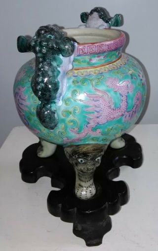Antique chinese porcelain foo dog incense burner late Republic or early PROCH 2