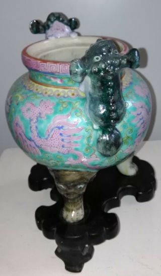 Antique chinese porcelain foo dog incense burner late Republic or early PROCH 6