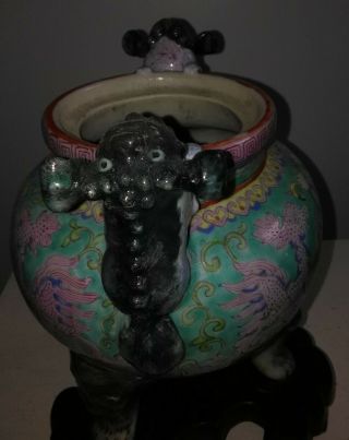 Antique chinese porcelain foo dog incense burner late Republic or early PROCH 8
