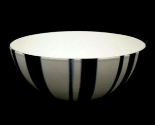 RARE CATHRINEHOLM /NORWAY VINT BLACK/WHITE ZEBRA STRIPED ENAMEL MED.  MIXING BOWL 6