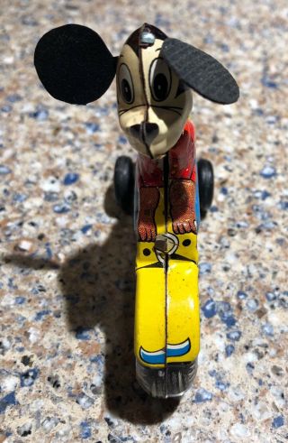 RARE Vintage Linemar Disney Mickey Mouse on Motorcycle Tin Toy Friction 3 