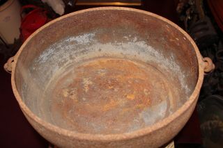 LARGE Antique Cast Iron Cauldron Cooking Pot W/Lid & Handle - Oval Shape Primitive 9