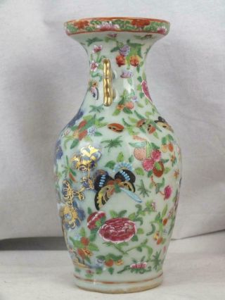 19TH C CHINESE PORCELAIN BLUE & WHITE FAMILLE ROSE CELADON VASE 2