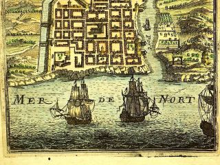 1683 Mallet Puerto Rico San Domingo Old Antique Map Town Plan Santo St Dominique 5