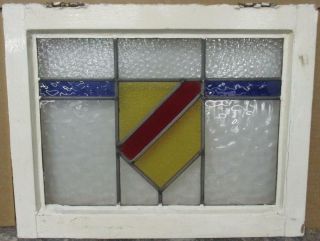 Old English Leaded Stained Glass Window Shield & Band 20.  75 " X 16.  25 "