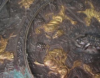 H768: Chinese ancient style mirror of quality heavy copper w/fine relief work 8