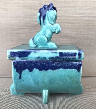 Art Deco Lidded Japanese Cigarettes Box With Horse Finial