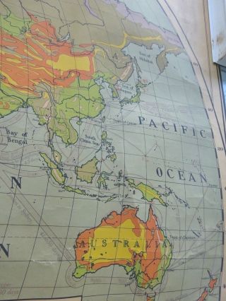 1920 50 Inch Cloth Map World Occupations and Trade Routes,  A.  J.  Nystrom,  Chicago 9
