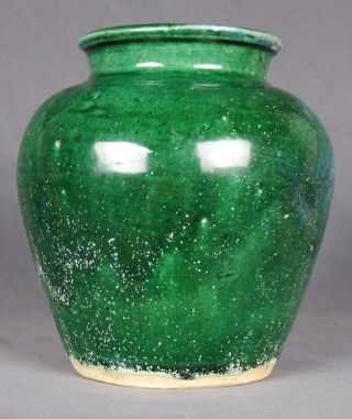 Antique Chinese Monochrome Apple Green Shiwan Stoneware Vase