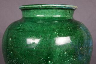 Antique Chinese Monochrome Apple Green Shiwan Stoneware Vase 6