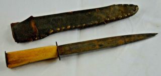 Antique Native American Knife 9.  25 " W/ Deerskin Sheath