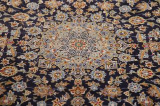 LARGE Vintage NAVY BLUE Floral Oriental Area Rug Hand - Knotted WOOL Carpet 10x14 8