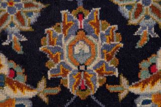 LARGE Vintage NAVY BLUE Floral Oriental Area Rug Hand - Knotted WOOL Carpet 10x14 9