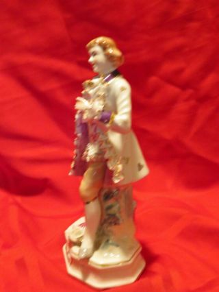 Meissen Antique German Porcelain Man With Hat Wales Royal Logo Figurine Rare 7 