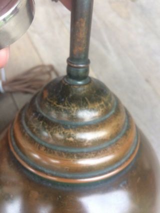Pair Antique Vintage Arts Crafts Mission Copper End Table Lamps 1930 19” 3
