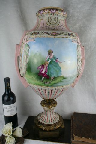 Exclusive French XL porcelain vase marked reine Marguerite thomas 1888 2