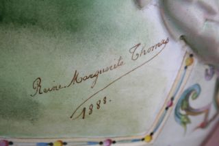 Exclusive French XL porcelain vase marked reine Marguerite thomas 1888 9