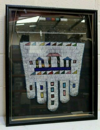 Ceremonial Jocolo Ndebele Beaded Apron Textile From Africa Framed - 205