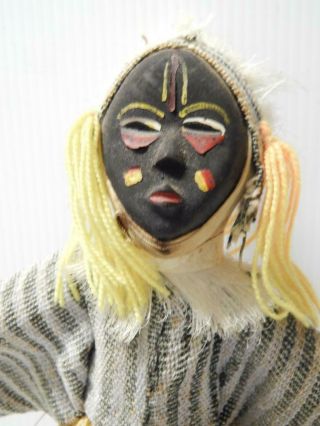 VINTAGE AFRICA AFRICAN DOLL A,  MASK,  CLOTHING - EXCEPTIONAL DETAIL - 15 