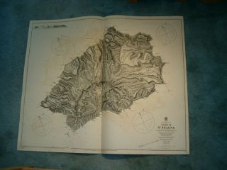 Antique Admiralty Chart 1771 South Atlantic Ocean - Island Of St Helena 1879 Edn