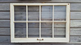 Architectural Salvage 8 Pane 36x28 Antique Wood Window Sash,  With Hardware
