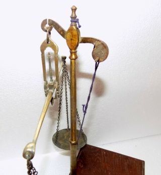 1930s Antique folding Brass Balance Scale jewelers 2 pans with wooden Box.  C - 311 8