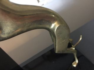 ART DECO STYLE BRASS GREYHOUND WHIPPET (2) BOOKENDS Marble? VTG ANTIQUE 4