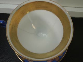 Antique Sevres Porcelain BLUE GOLD DIAMOND Base Cup Saucer c18th - rare 10