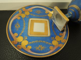 Antique Sevres Porcelain BLUE GOLD DIAMOND Base Cup Saucer c18th - rare 5