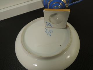 Antique Sevres Porcelain BLUE GOLD DIAMOND Base Cup Saucer c18th - rare 7
