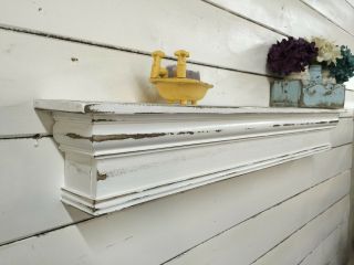 vintage style mantle,  shabby chic floating shelf,  farmhouse mantle,  60 inches 3