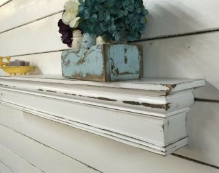 vintage style mantle,  shabby chic floating shelf,  farmhouse mantle,  60 inches 5