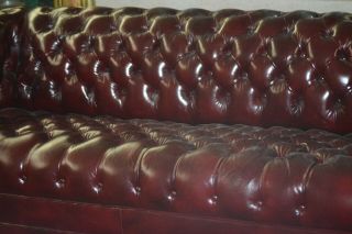 Hancock & Moore Tufted Chesterfield Sofa Loveseat in Red Oxblood Leather 75 