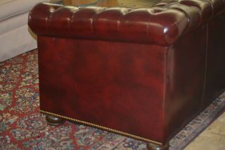 Hancock & Moore Tufted Chesterfield Sofa Loveseat in Red Oxblood Leather 75 