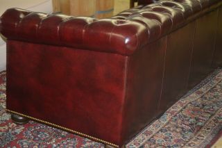 Hancock & Moore Tufted Chesterfield Sofa Loveseat in Red Oxblood Leather 75 