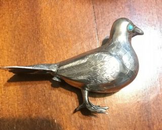 Persian Silver Marked 84 Bird With Blue Eyes 2