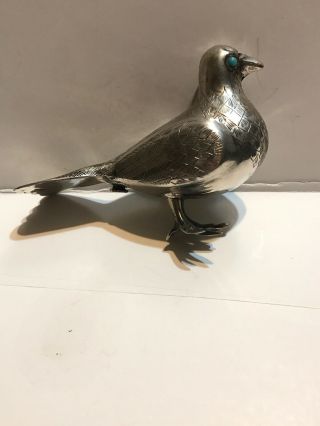 Persian Silver Marked 84 Bird With Blue Eyes 4