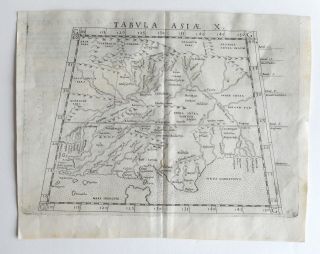 Antique 16th Century Ruscelli Map India,  Ganges River Tabula Asia X