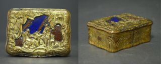18th Century French German Gilded Brass Copper Aventurine Stone Piano Snuff Box