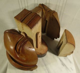 Antique Millinery Wooden Puzzle Hat Making Form Mold 1573 Sz 22 7
