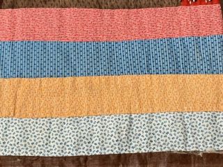 Fabric Study c 1850 - 60s Courthouse Steps QUILT Antique Browns Blues Turkey RED 9