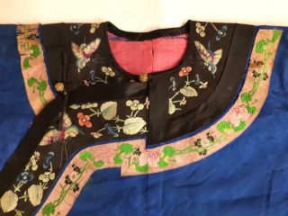Chinese Embroidered Women ' s Antique Blue Robe,  19th C 2