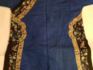 Chinese Embroidered Women ' s Antique Blue Robe,  19th C 3