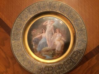 Antique ROYAL VIENNA Gilt & Jeweled Hand Painted Cabinet Plate 19th C 5