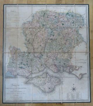 19th Century Map Hampshire Southampton Isle Of Wight James Wyld / Faden Faden